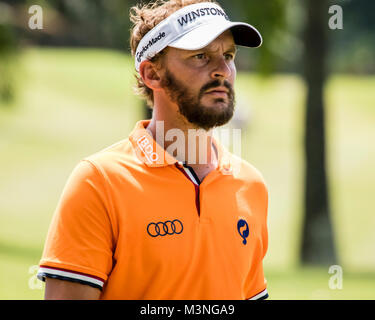 Kuala Lumpur, Malaysia. 4. Februar, 2018. Niederländische Golfprofi Joost Luiten am Maybank Meisterschaft 2018. © Danny Chan. Stockfoto