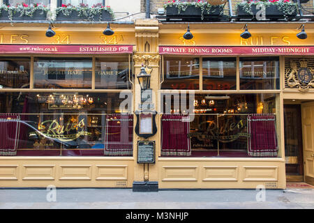 Regeln Restaurant in London - älteste Restaurant in London Stockfoto