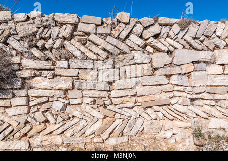 Bau Beispiel opus spicatum, Mauerwerk, römischen und mittelalterlichen Zeiten Stockfoto