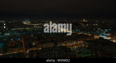 Nacht Blick auf Moskau und Dritten Ringstraße Stockfoto