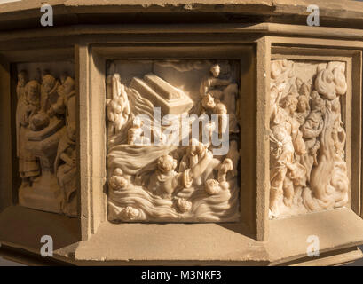 Das Taufbecken, Stadtkirche, Stadtkirche von Bayreuth, Bayern, Deutschland Stockfoto