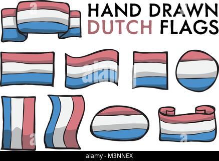 Satz von Hand gezeichnet/Doodled Nationalflaggen. Hochwertige Vector Illustration. Gruppiert, Fertig! Stock Vektor