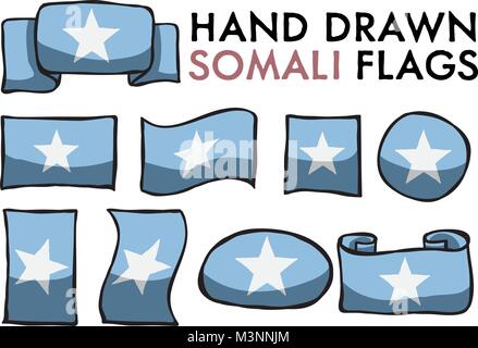 Satz von Hand gezeichnet/Doodled Nationalflaggen. Hochwertige Vector Illustration. Gruppiert, Fertig! Stock Vektor