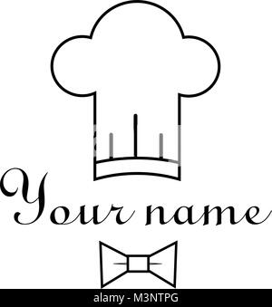 Chef's Gap, Fliege und Text Koch logo Stock Vektor
