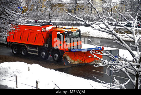 Lubljana, Slovenien auf Februar 7., 2018. Snowy Szene in Ljubljana, die Hauptstadt Sloweniens nach Schnee Sturm. Stockfoto