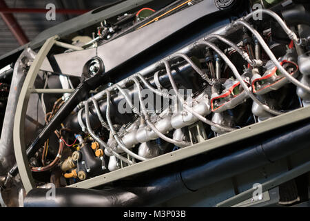 Berlin, Deutschland - Februar, 2018: das Innere eines Flugzeugs Motor/Flugzeug Motor im Deutschen Technik Museum (Deutsche Technikmuseum Berlin (DTMB Stockfoto