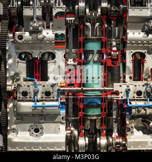 Berlin, Deutschland - Februar, 2018: das Innere eines Flugzeugs Motor/Flugzeug Motor im Deutschen Technik Museum (Deutsche Technikmuseum Berlin (DTMB Stockfoto