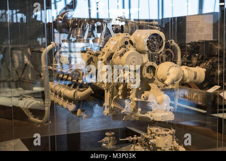 Berlin, Deutschland - Februar, 2018: das Innere eines Flugzeugs Motor/Flugzeug Motor im Deutschen Technik Museum (Deutsche Technikmuseum Berlin (DTMB Stockfoto