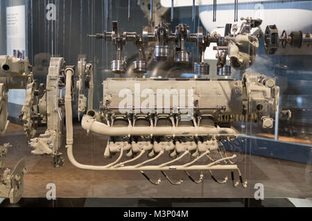 Berlin, Deutschland - Februar, 2018: das Innere eines Flugzeugs Motor/Flugzeug Motor im Deutschen Technik Museum (Deutsche Technikmuseum Berlin (DTMB Stockfoto