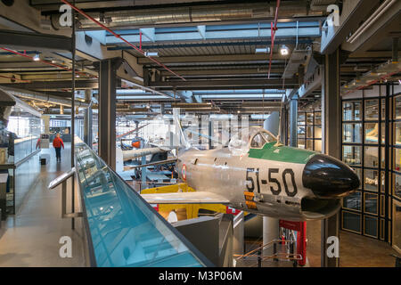 Berlin, Deutschland - Februar, 2018: Flugzeuge im Luftfahrt Ausstellung im Deutschen Technikmuseum (Deutsche Technikmuseum Berlin (DTMB)) Stockfoto