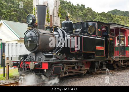 Mt Lyell Nr. 3 Lokomotive, West Coast Wilderness Railway, Lynchford, Tasmanien, Australien Stockfoto