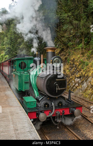 Mt Lyell Nr. 1 Lokomotive, West Coast Wilderness Railway, Tasmanien, Australien Stockfoto