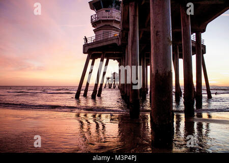 Huntington Beach Pier Sonnenuntergang Stockfoto