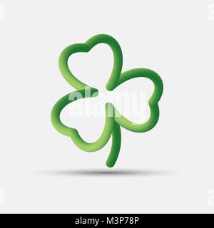 Irische drei Blattfedern blended interlaced kreative Glücksklee. St. Patrick's Day. Trendy Vektor flüssige 3d-Kleeblatt Symbol, Logo oder Symbol Stock Vektor