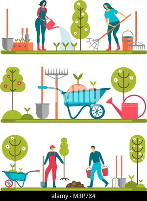 Feder arbeiten. Satz von Menschen Stock Vektor