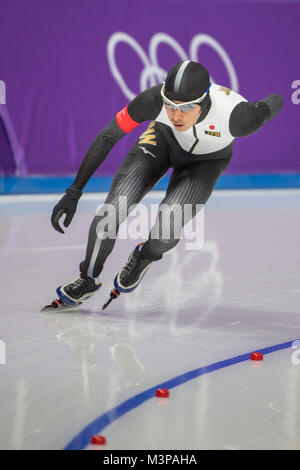 PyeongChang, Südkorea. 11 Feb, 2018. Ryosuke TSUCHIYA (JPN), Eisschnelllauf, Herren 5.000 m, Olympische Winterspiele 2018, PyeongChang Gangneung Oval, Südkorea am 11. Februar 2018. Credit: Enrico Calderoni/LBA/Alamy leben Nachrichten Stockfoto