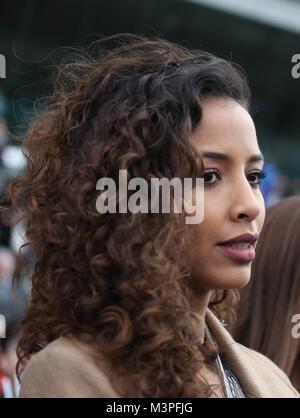 Paris, Frankreich. 11 Feb, 2018. Flora Coquerel Miss Frankreich 2014 während der 2018 Grand Prix de France, Pferderennen am 11. Februar 2018 in Vincennes Hippodrome de Paris in Paris, Frankreich - Foto Laurent Lairys/DPPI Credit: Laurent Lairys/Agence Locevaphotos/Alamy leben Nachrichten Stockfoto