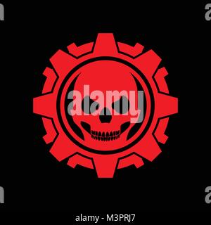 Skull Gang Maschine schwarzen Hintergrund Vektor Symbol Graphic Design Stock Vektor