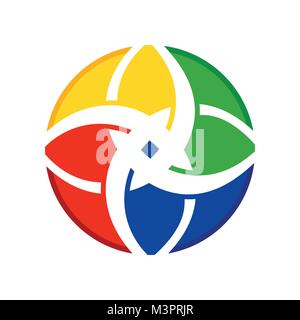 Blüte der Harmonie der Vielfalt Symbol Vektorgrafik Logo Design Stock Vektor