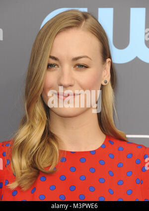 Die 23. jährliche Critics Choice Awards Anreise mit: Yvonne Strahovski Wo: Los Angeles, Kalifornien, Vereinigte Staaten, wenn: 11 Jan 2018 Credit: Apega/WENN.com Stockfoto