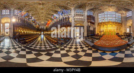 Nicht FÜR DIE VERWENDUNG NACH DEM 19. MAI 2018. 360 Grad Bild zeigt der Chor im St George's Kapelle, Schloss Windsor, Berkshire, wo Prinz Harry und Meghan Markle am 19. Mai heiraten wird. Stockfoto