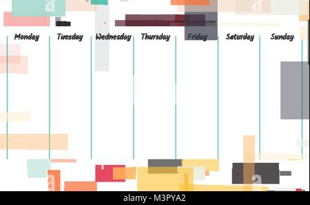 Planner template Design. Wöchentliche memo Hintergrundbild Stock Vektor