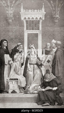 Die Kindheit von Saint Louis. Nach dem Tod seines Vaters, während Louis noch ein Kind war, erhielt er eine strenge Erziehung von seiner Mutter und ihrem klerikalen Berater. Ludwig IX., 1214 - 1270, aka Saint Louis. Der König von Frankreich und einem kanonisierten Heiligen. Von Hutchinson's Geschichte der Nationen, veröffentlicht 1915. Stockfoto