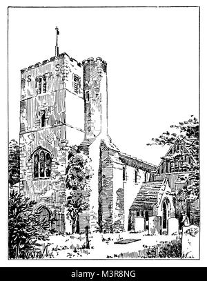 St. Michael's Church, St. Albans, Hertfordshire, in 1880s, Zeile Abbildung von 1895 Das Studio einer illustrierten Zeitschrift für Bildende und Angewandte Kunst Stockfoto