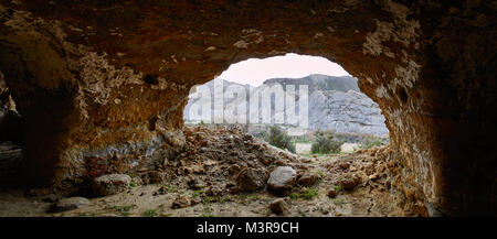 Höhle in der Wüste von Tabernas, Panorama Stockfoto