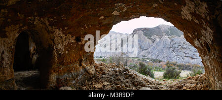 Höhle in der Wüste von Tabernas, Panorama Stockfoto