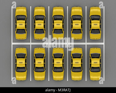 Taxi Auto parken Ansicht von oben. 3D-Rendering Stockfoto