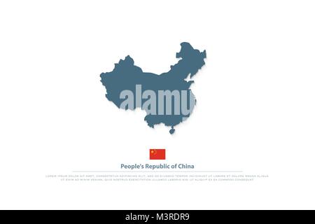 Volksrepublik China isoliert Karte und offizielle Flagge Symbole. Vektor chinesische politische Karte Abbildung. Asiatische Land geographische Banner Design. t Stock Vektor