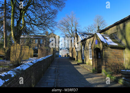 Brontë Parsonage Museum in Haworth, West Yorkshire, der Heimat der Brontë Schwestern. Stockfoto