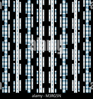 Digitale Technik abstrakten geometrischen Streifen nahtlose Muster in Blau und Schwarz und Weiß Stockfoto