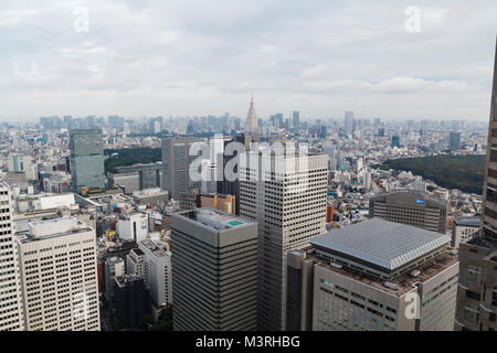 Blick auf die Stadt von Tokyo, eine enorme Erweiterung der Gebäude und Wolkenkratzer in der Hauptstadt von Japan Stockfoto