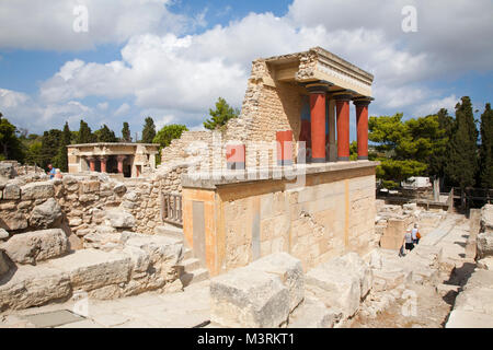 Eingang Nord, Norden Säule Hall, der Palast von Knossos archäologische Stätte, Insel Kreta, Griechenland, Europa Stockfoto