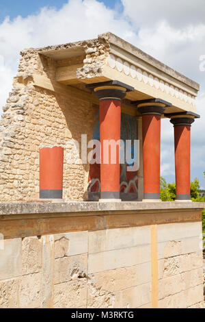 Eingang Nord, Norden Säule Hall, der Palast von Knossos archäologische Stätte, Insel Kreta, Griechenland, Europa Stockfoto