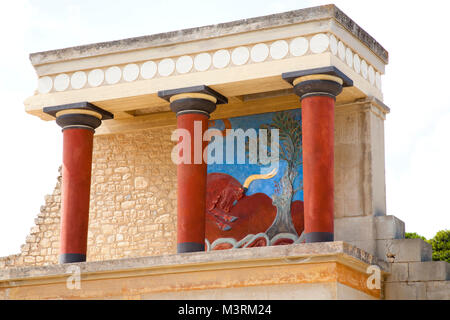 Eingang Nord, Norden Säule Hall, der Palast von Knossos archäologische Stätte, Insel Kreta, Griechenland, Europa Stockfoto