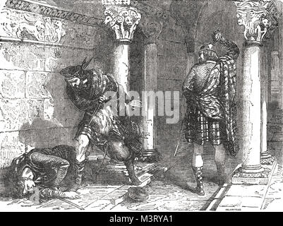 Tod von John Comyn, erschlagen von Robert Bruce, 10. Februar 1306, vor den Altar, Kirche der Greyfriars in Dumfries Stockfoto