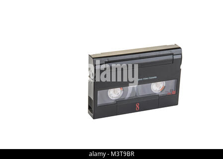 8-mm-Format Kassette auf dem weißen Hintergrund Stockfoto