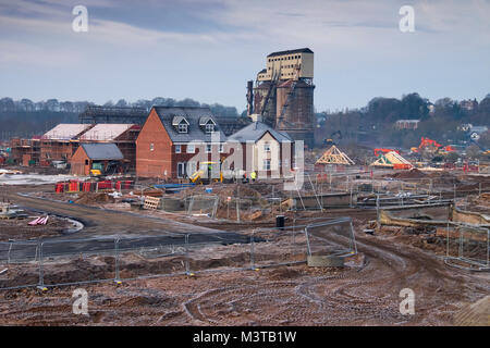 Baustelle für Winnington Dorf Wohnungen, Winnington, Northwich, Cheshire, England, Großbritannien Stockfoto