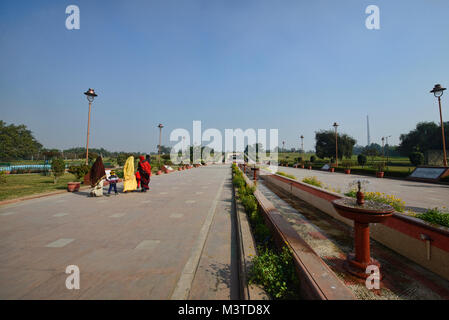 Gedenkstätte für Mahatma Gandhi in Raj Ghat, Delhi, Indien Stockfoto