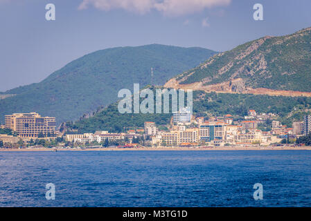 Ferienwohnungen und Hotels in Becici Budva Stadt innerhalb der Gemeinde über die Adriaküste in Montenegro Stockfoto