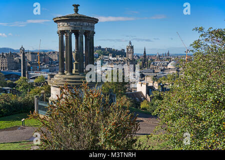 Zentrum von Edinburgh von Calton Hill, Dugald Stewart, Denkmal, Edinburgh, Schottland, Großbritannien. Stockfoto