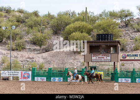 Goldrausch Tage in Wickenburg, AZ, mit Rodeo am Everett Bowman Bereich im Jahr 2018 Stockfoto