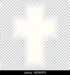 Shining heiligen Kreuzes auf abstrakten Hintergrund. Grau Weiß halftone moderne helle Art verschwommen Muster Hintergrund. Abstrakte kreative grafische Vorlage. Vect Stock Vektor