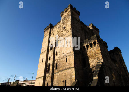 Das Schloss in Newcastle upon Tyne, England. Der Bergfried aus dem 13. Jahrhundert und gibt der Stadt die modernen Namen. Stockfoto