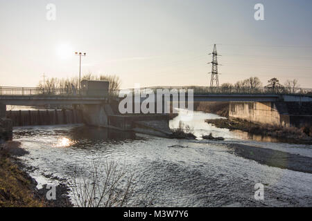 Achau: Zusammenfluss des Flusses Schwechat und Triesting, Wienerwald, Wienerwald, Niederösterreich, Lower Austria, Austria Stockfoto