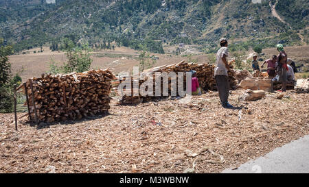 Verkauf von Holz am Straßenrand zum Kochen, Südliche Madagaskar Stockfoto