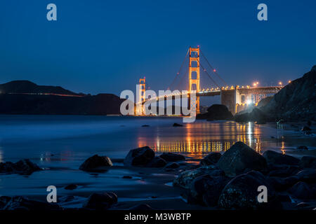 Nacht Stadtbild von Golden Gate Bridge Stockfoto